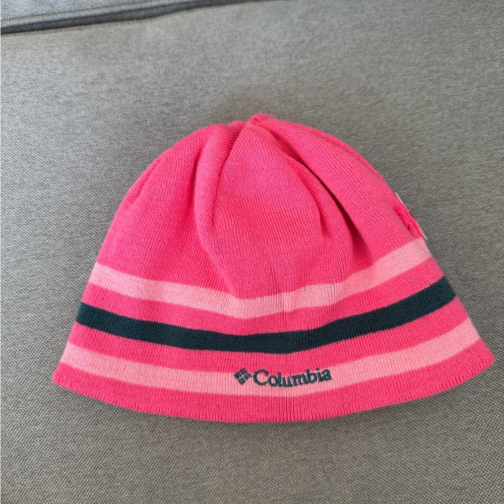 Columbia Reversible Pink Striped Beanie
